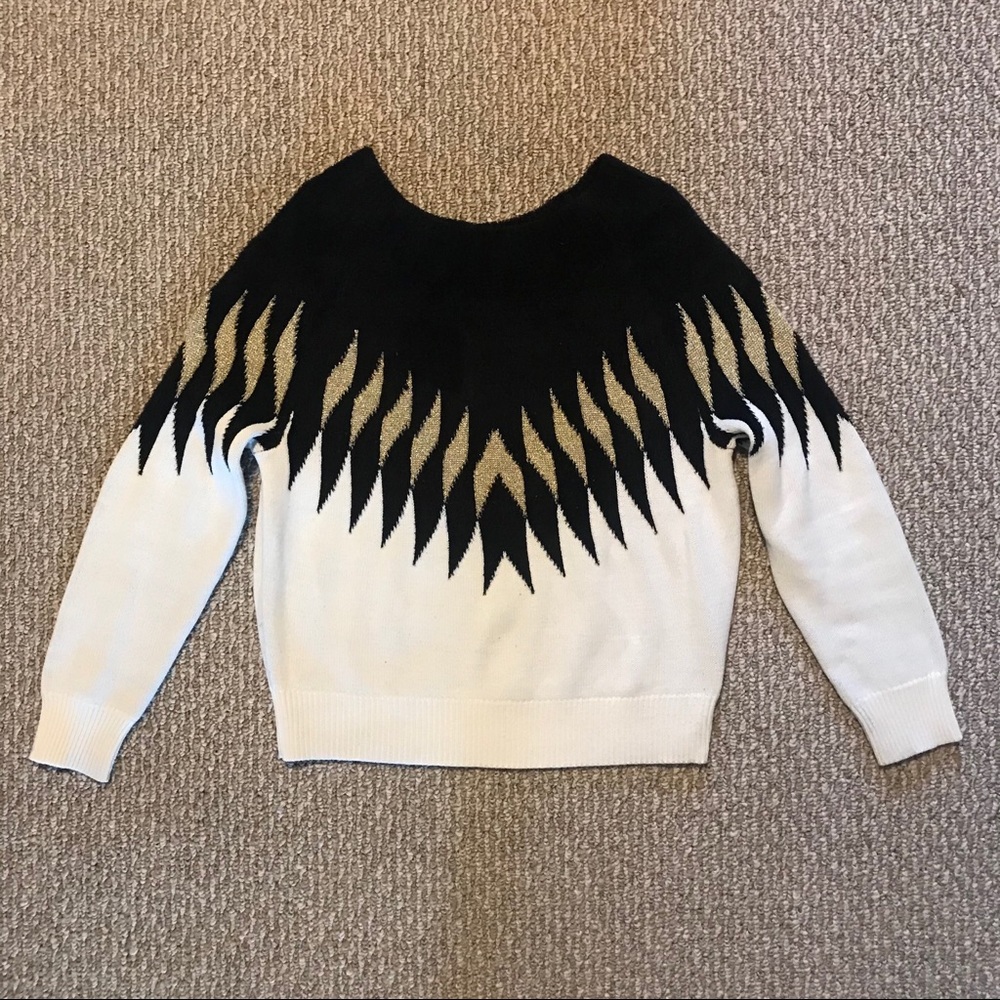 Express Black White & Gold Diamond Sweater Size XS